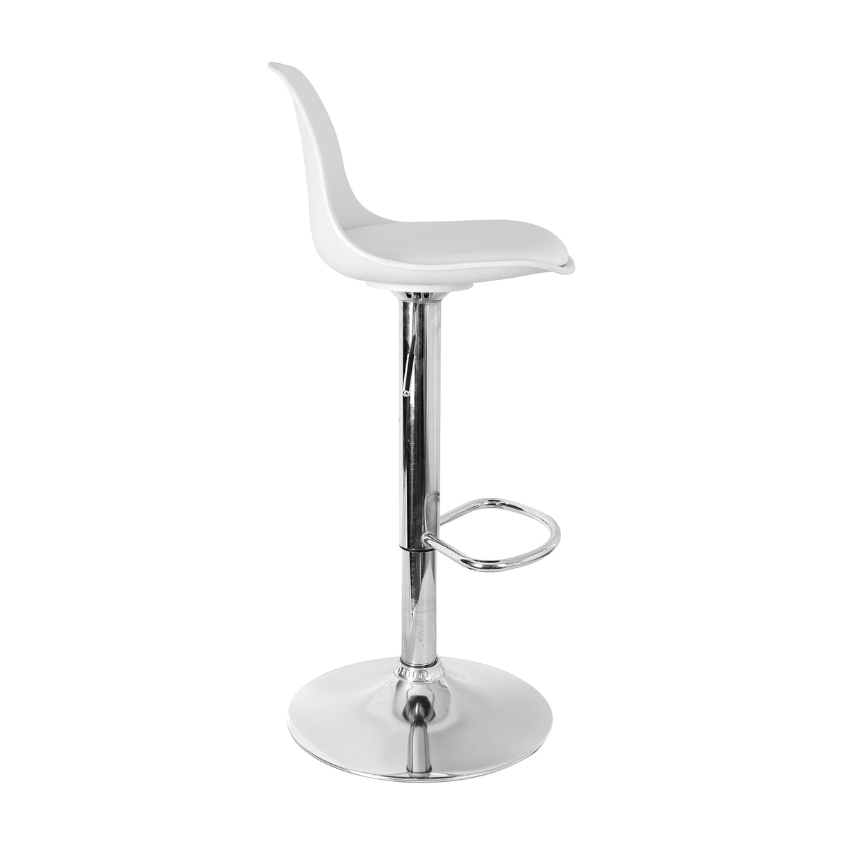 Set x 2 Sillas de Bar July Blancas Eco Cuero Cromadas Altura Ajustable - SILLAS Y BUTACOS | Bylmo