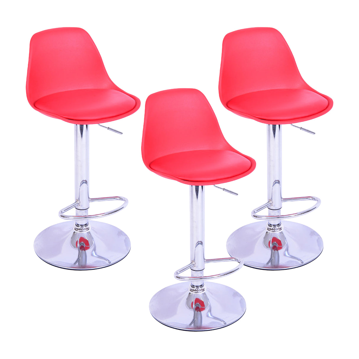 Set x 3 Sillas de Bar July Roja Eco Cuero Ajustable en Altura - SILLAS Y BUTACOS | Bylmo