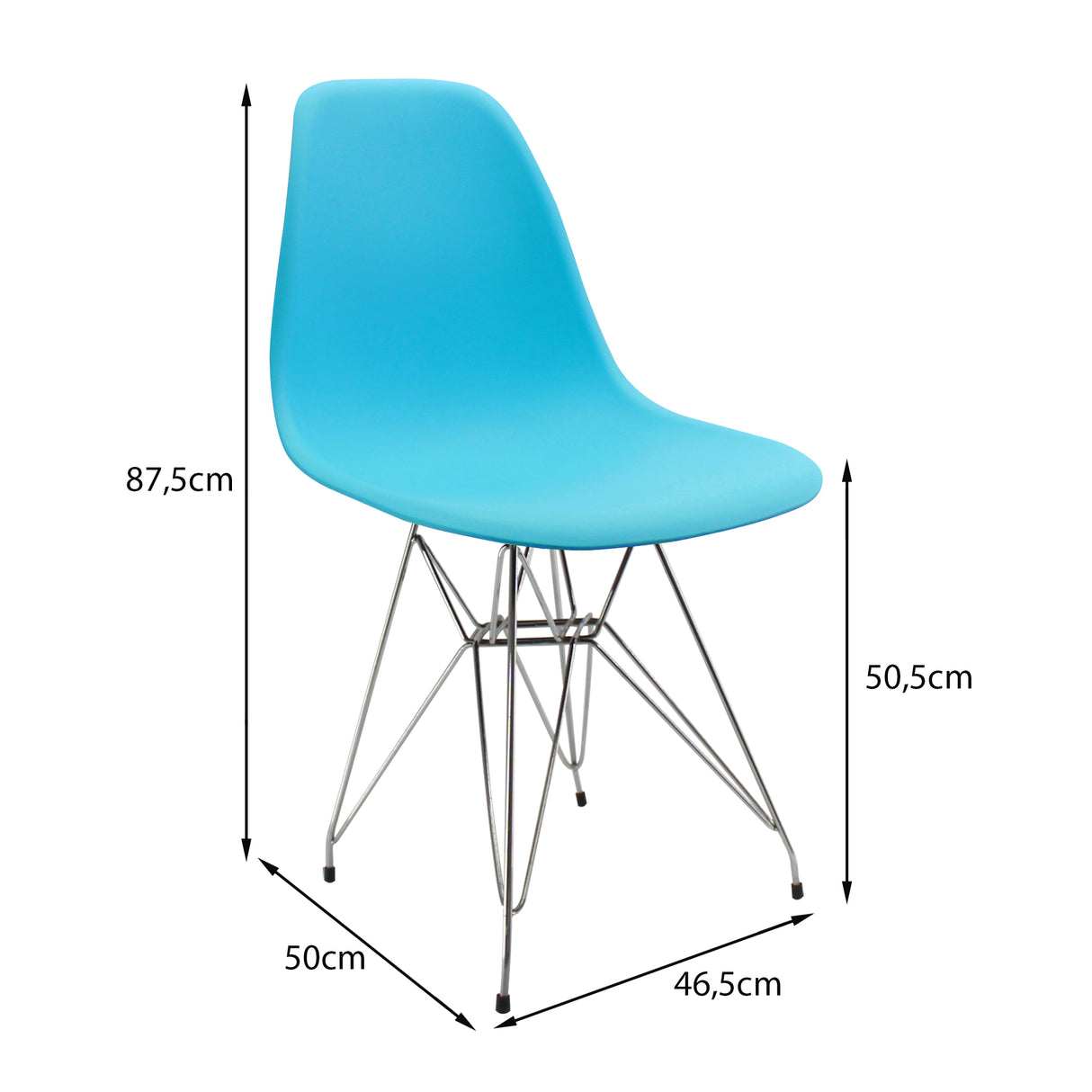 Silla de Comedor DKR Eames Azul 62x82cm 62x44 cm Polipropileno Diseño Moderno - SILLAS Y BUTACOS | Bylmo