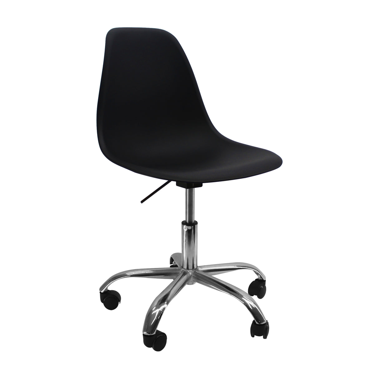 Silla de Comedor DKR Eames Ruedas Negra Polipropileno 45x90cm Moderna - Sillas y Butacos | Bylmo