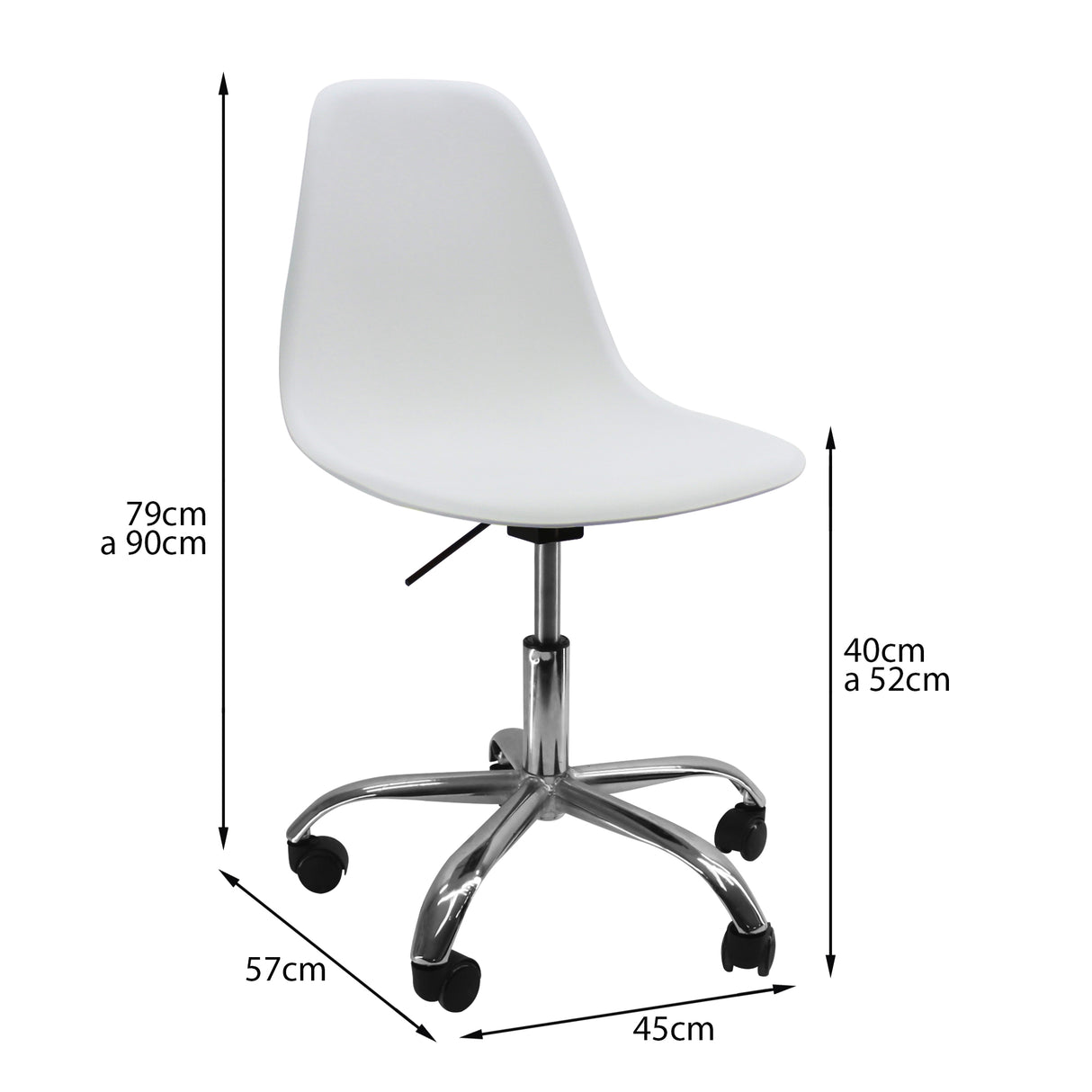 Silla de Comedor DKR Eames Ruedas Blanco 45x90cm Moderna - Sillas y Butacos | Bylmo