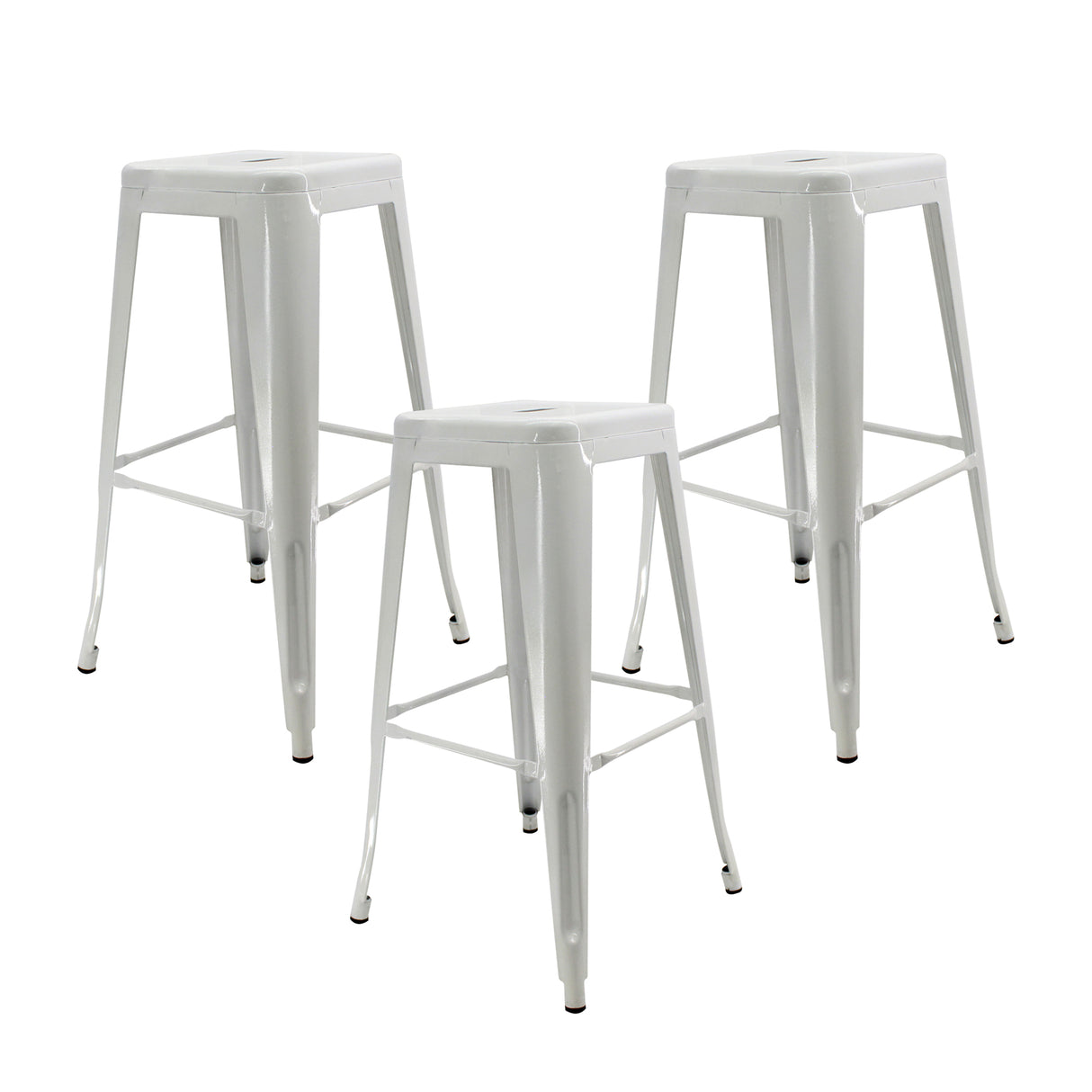 Set x 3 Sillas de Bar Titan Tolix Blanco 41.5x78cm Sin Espaldar - Sillas y Butacos | Bylmo