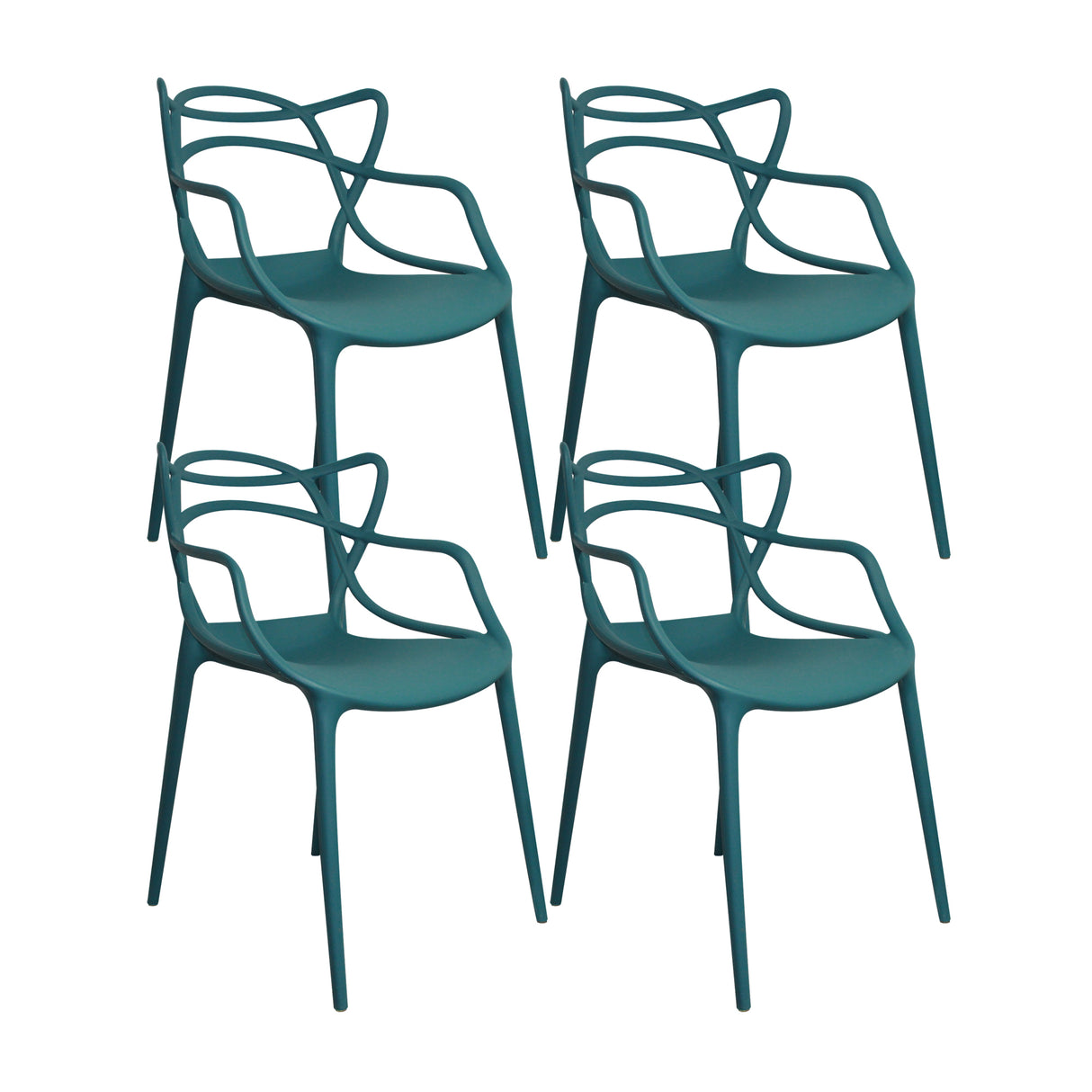 Kit x 4 Sillas para Exteriores Solna 54 cm Azul Petróleo Europeo con Apoya Brazos - Sillas de Exterior | Bylmo