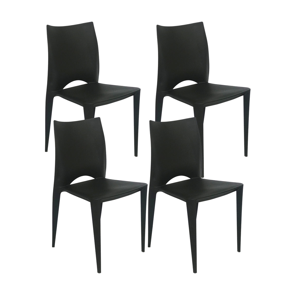Kit x 4 Sillas para Exteriores Zoé 42 cm Negro Polipropileno sin Apoya Brazos - Sillas de Exterior | Bylmo