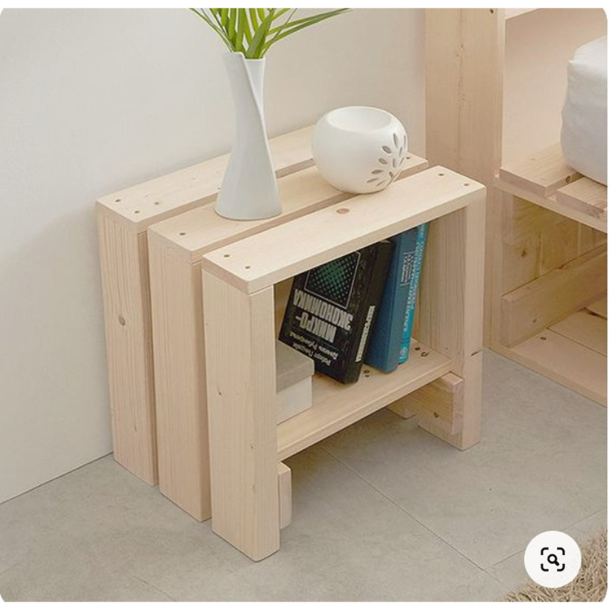 Mesa de Noche Tokio Moderna 30x40 Café Pino - Mesas de Noche | Bylmo