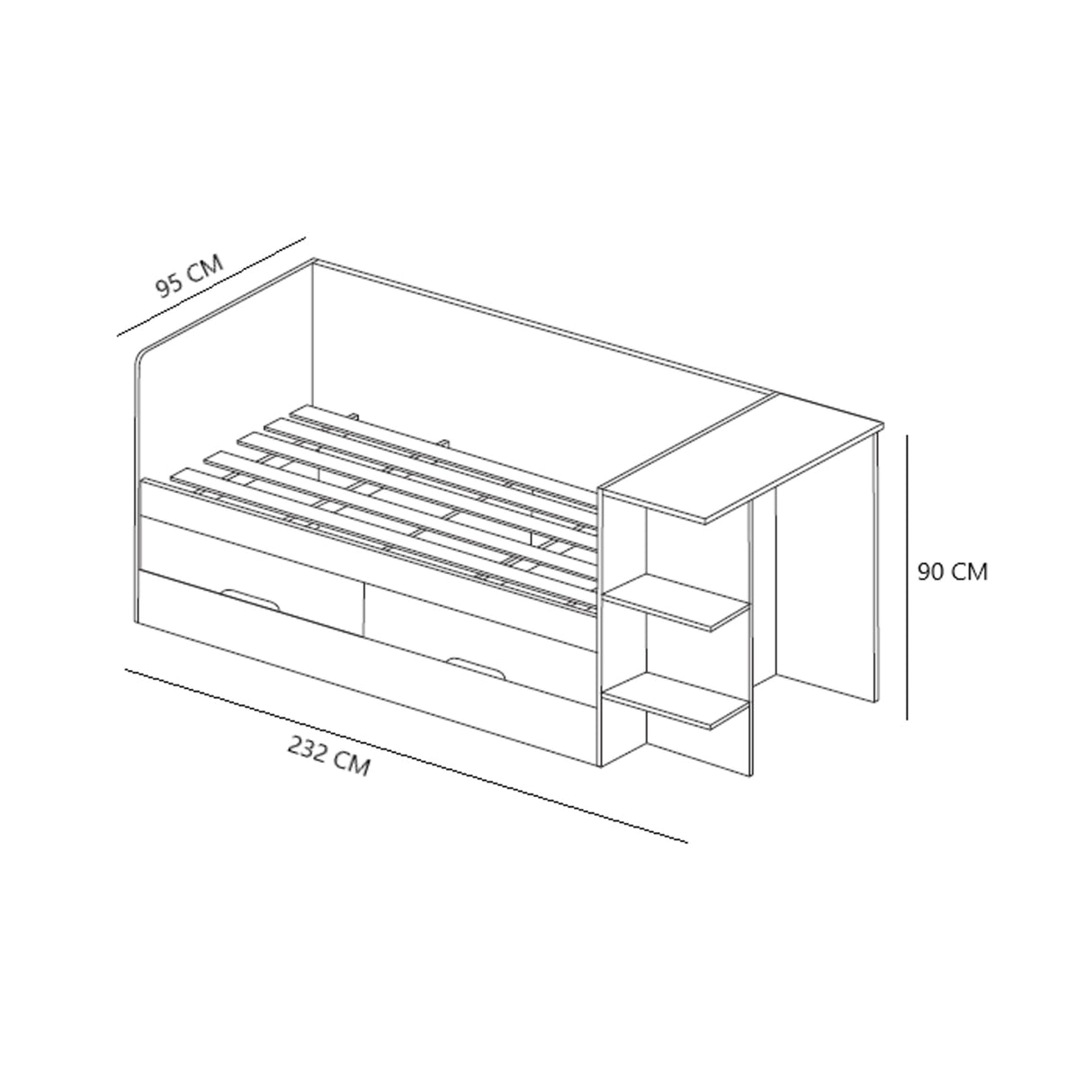 Cama Multifuncional Berlín Dinámico 232x60cm Blanco - CAMAS | Bylmo