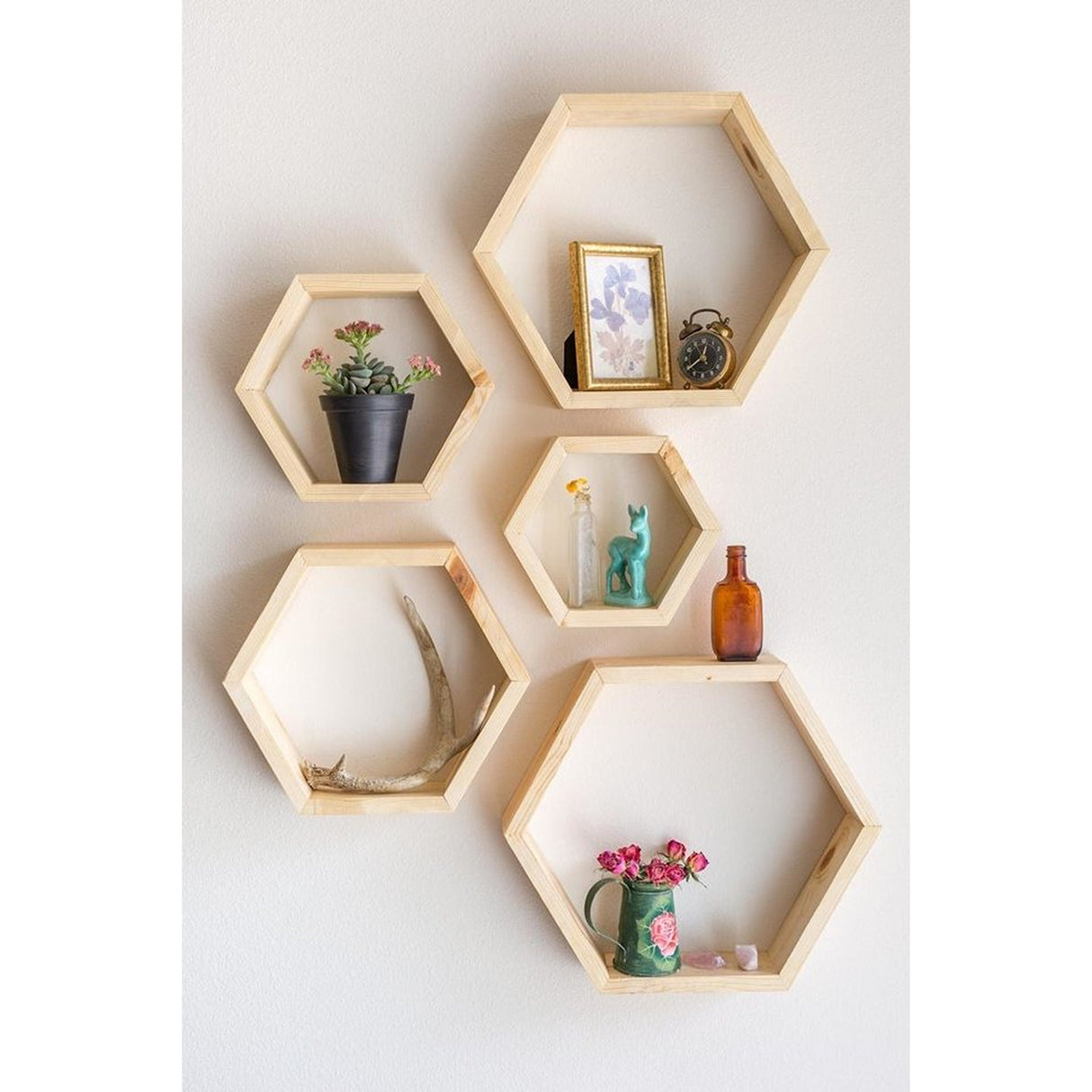 Set de 5 Repisas Hexpisas Mod. Moderno 35x35x7cm Café - Repisas y Percheros | Bylmo