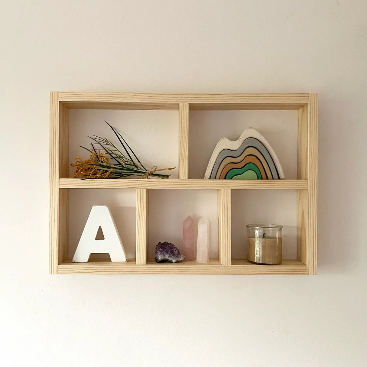 Repisa Dispo Five 5 puestos Madera Pino 47x34cm Café Moderno - Repisas y Percheros | Bylmo