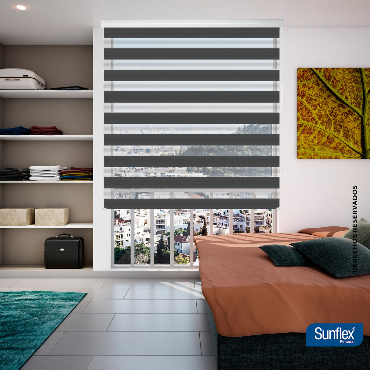 Cortina Roller Duo Coren Roll 120x170cm Gris Oscuro - Cortinas y Persianas | Bylmo