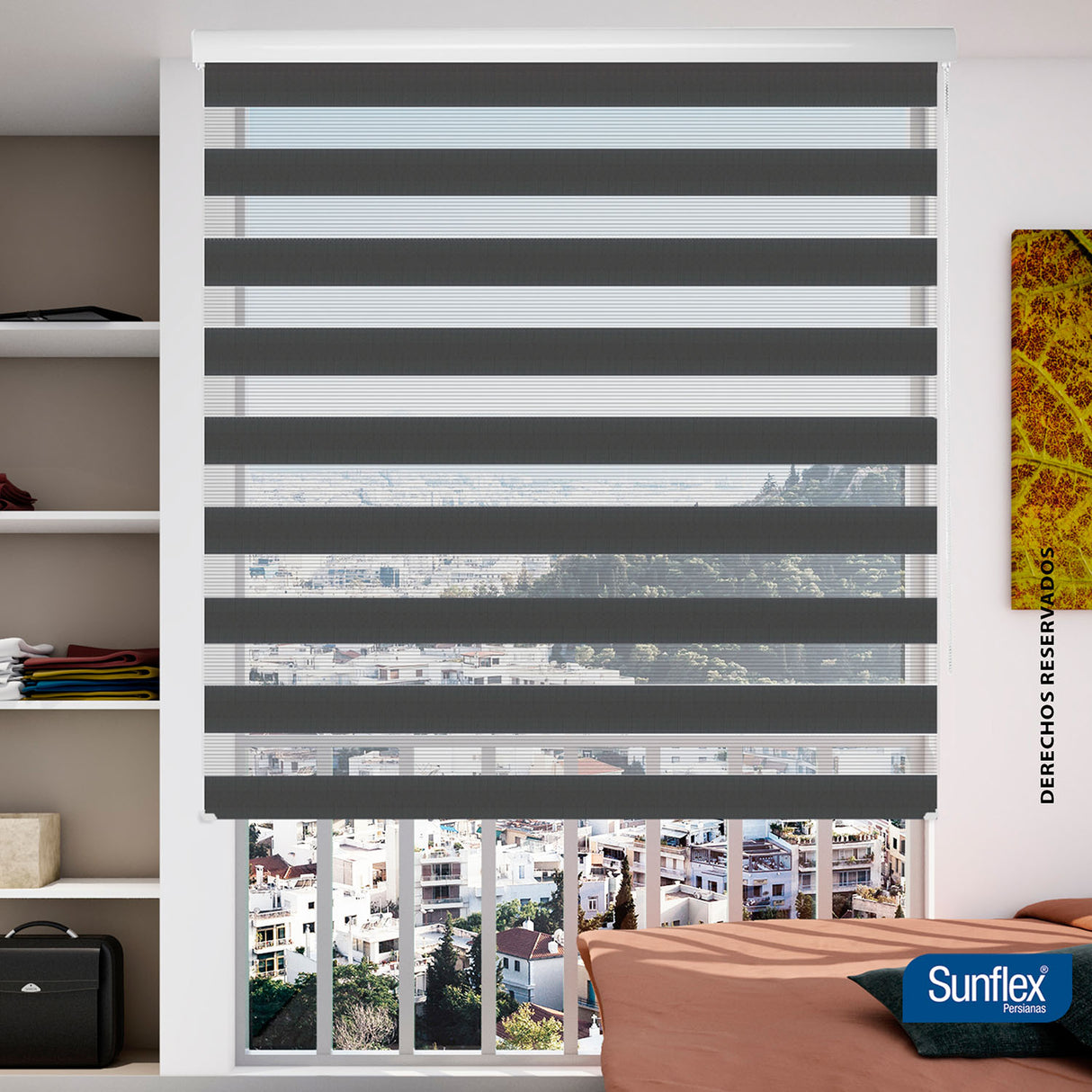 Cortina Roller Duo Coren Roll 140x170cm Gris Oscuro - Cortinas y Persianas | Bylmo