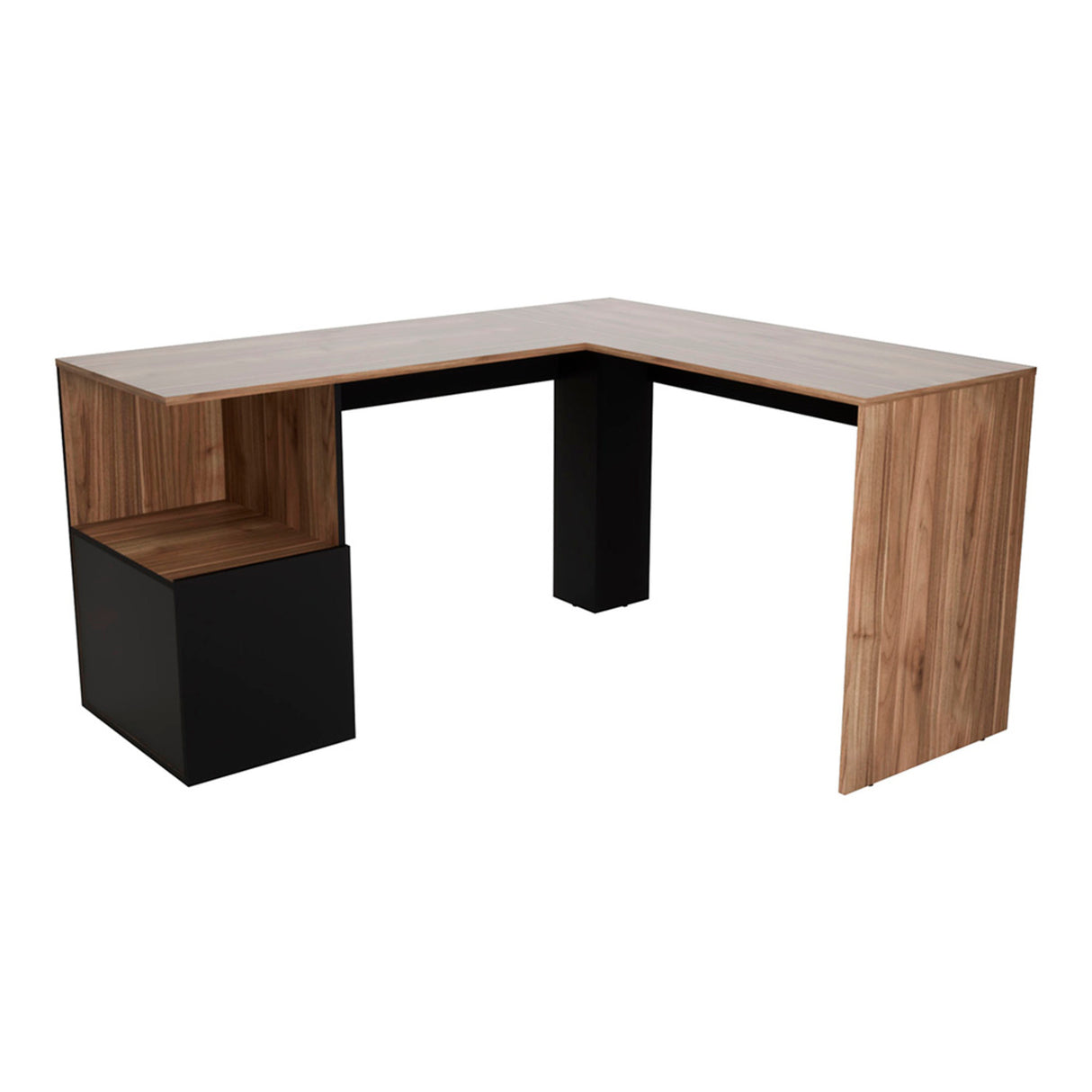 Escritorio en L London Gales Wengue 140x73cm con Un Cajón - Escritorios | Bylmo