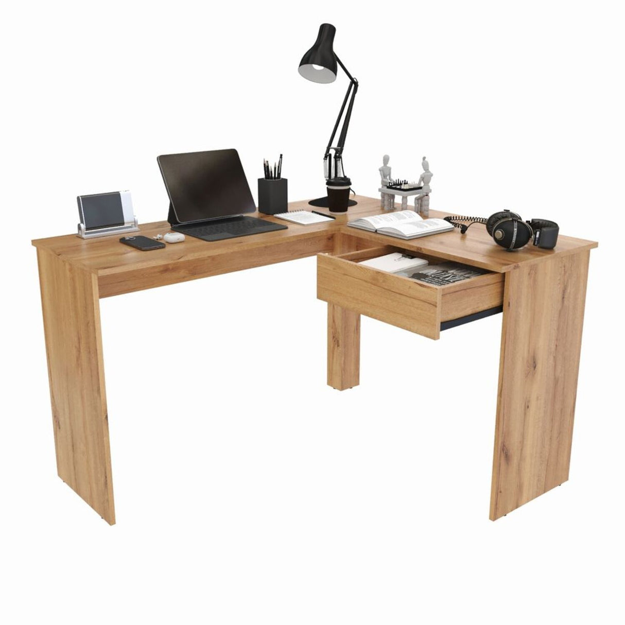 Escritorio en L MDL 102.4X73cm Duna con Un Cajón - Escritorios | Bylmo