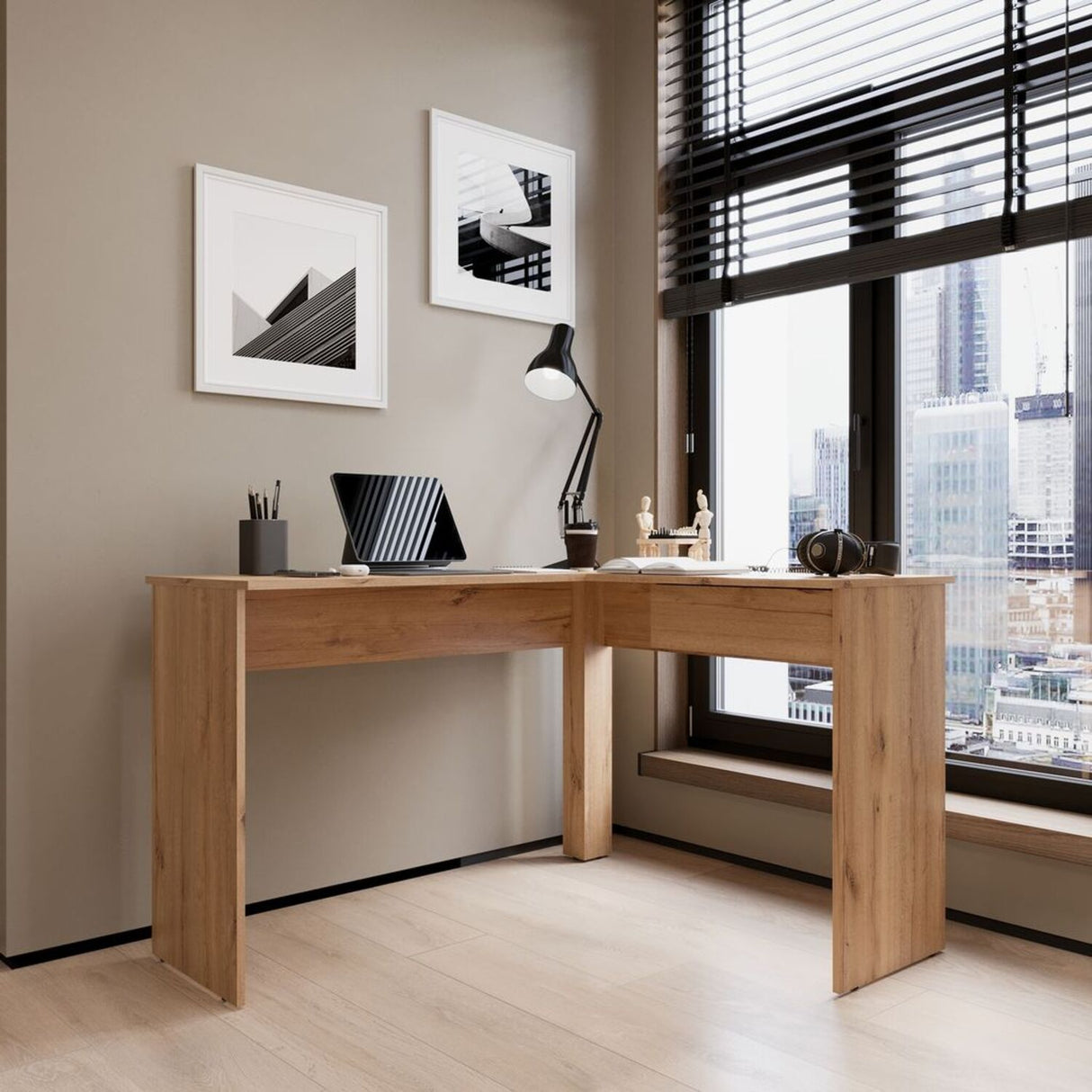 Escritorio en L MDL 102.4X73cm Duna con Un Cajón - Escritorios | Bylmo