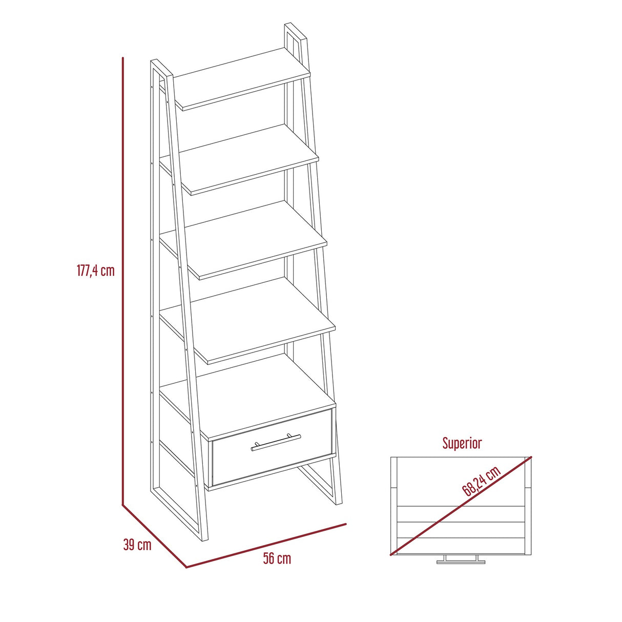 Biblioteca Escalera Magnum Duna 56.08x177cm - Bibliotecas y Estanterías | Bylmo