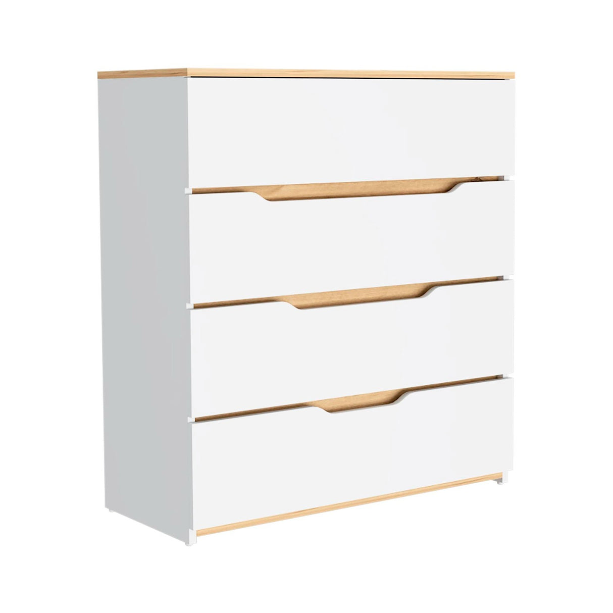 Cómoda Bi Color Blanco 80x89.1cm con 4 Cajones - Cajoneras y Comodas | Bylmo