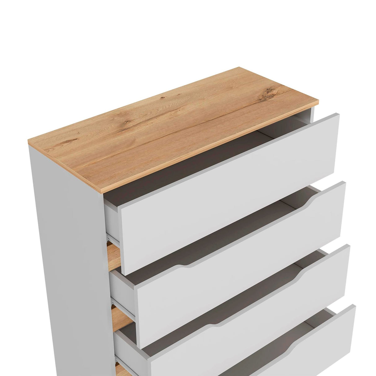 Cómoda Bi Color Blanco 80x89.1cm con 4 Cajones - Cajoneras y Comodas | Bylmo