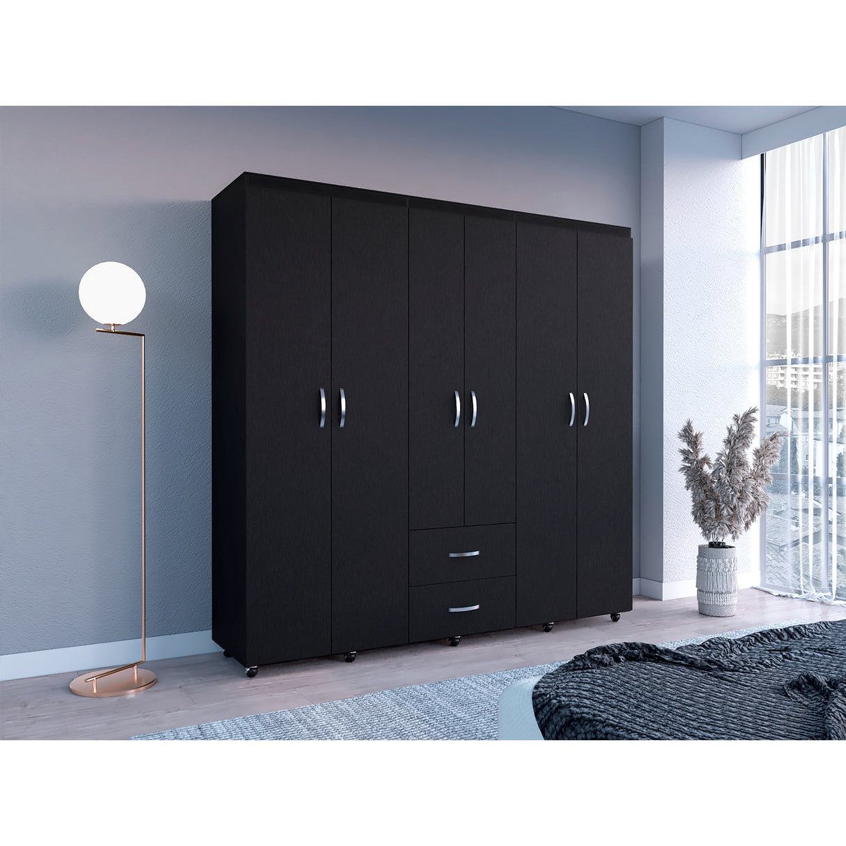 Closet Bariloche Wengue 200x200cm con Dos Cajones y Seis Puertas - CLOSETS | Bylmo