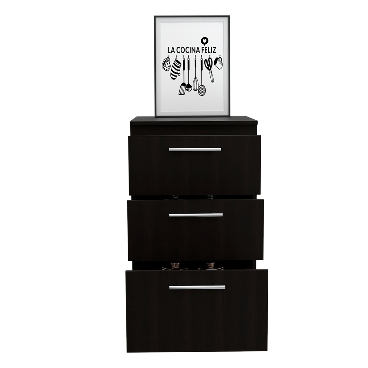 Mueble Auxiliar de Cocina Manchester 50x90cm Wengue con 3 Cajones - BARRAS Y MUEBLES AUXILIARES | Bylmo