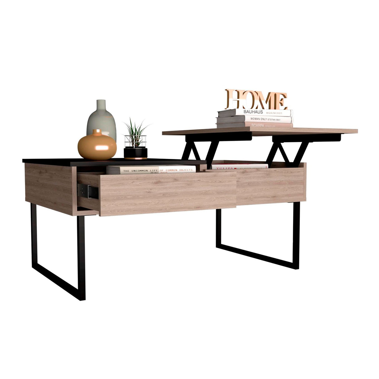 Mesa de Centro Extensible Funcentral Ceniza Wengue 101.5x45.7cm con Un Cajón - Mesas de Centro | Bylmo