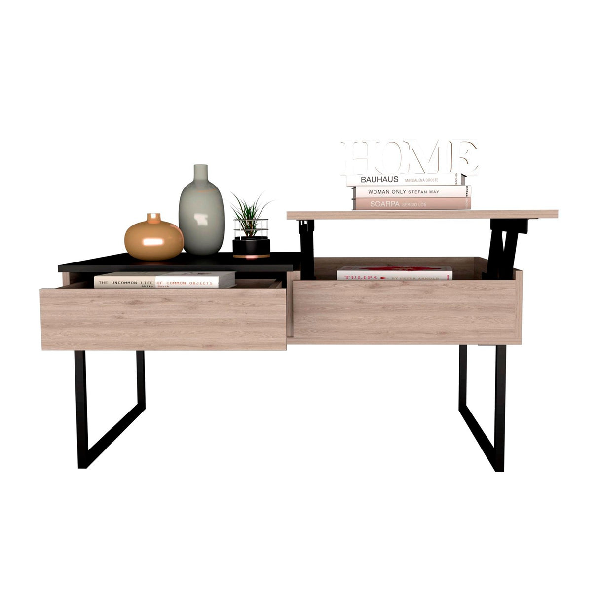 Mesa de Centro Extensible Funcentral Ceniza Wengue 101.5x45.7cm con Un Cajón - Mesas de Centro | Bylmo
