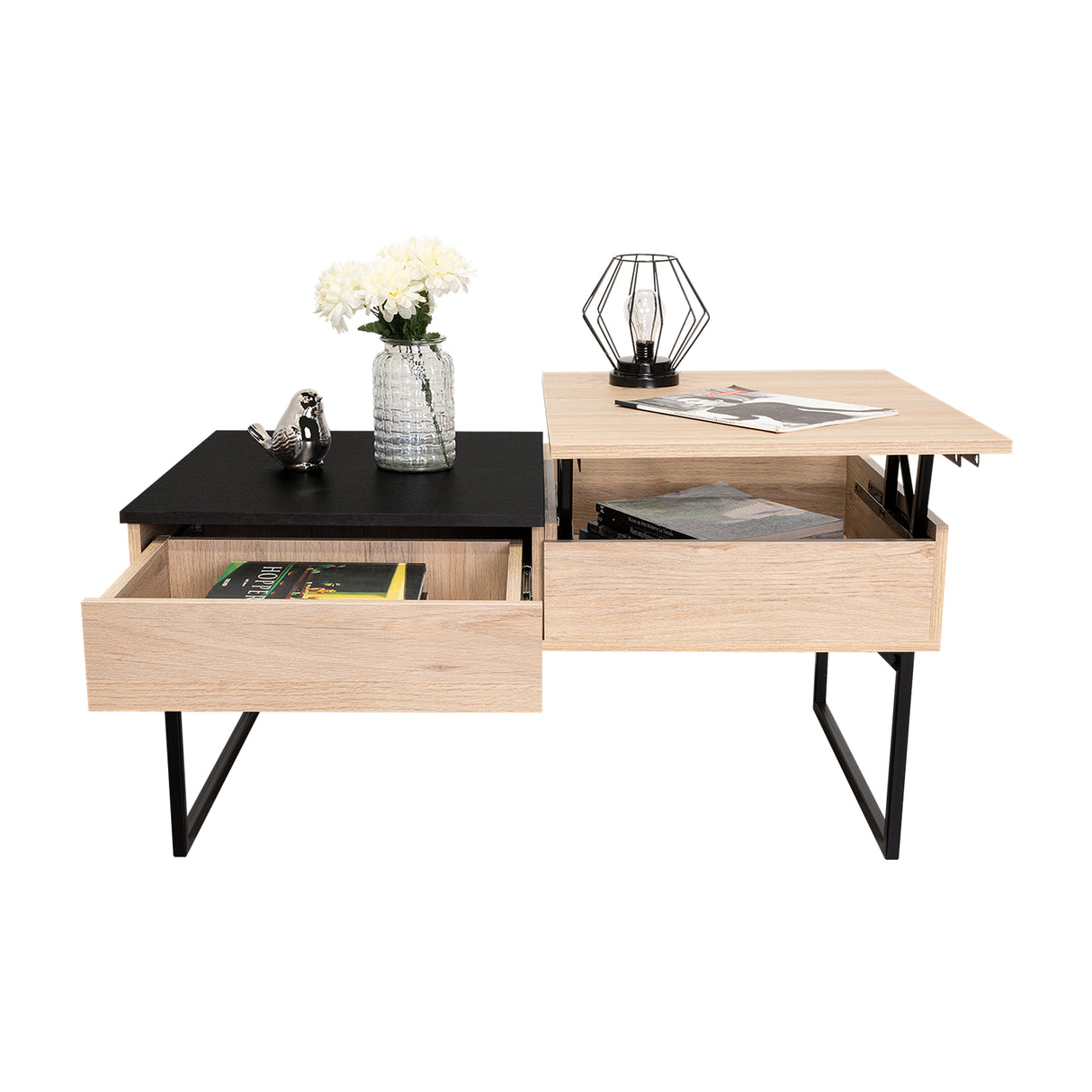 Mesa de Centro Extensible Funcentral Rovere Wengue 101.5x45.7cm con Un Cajón - Mesas de Centro | Bylmo