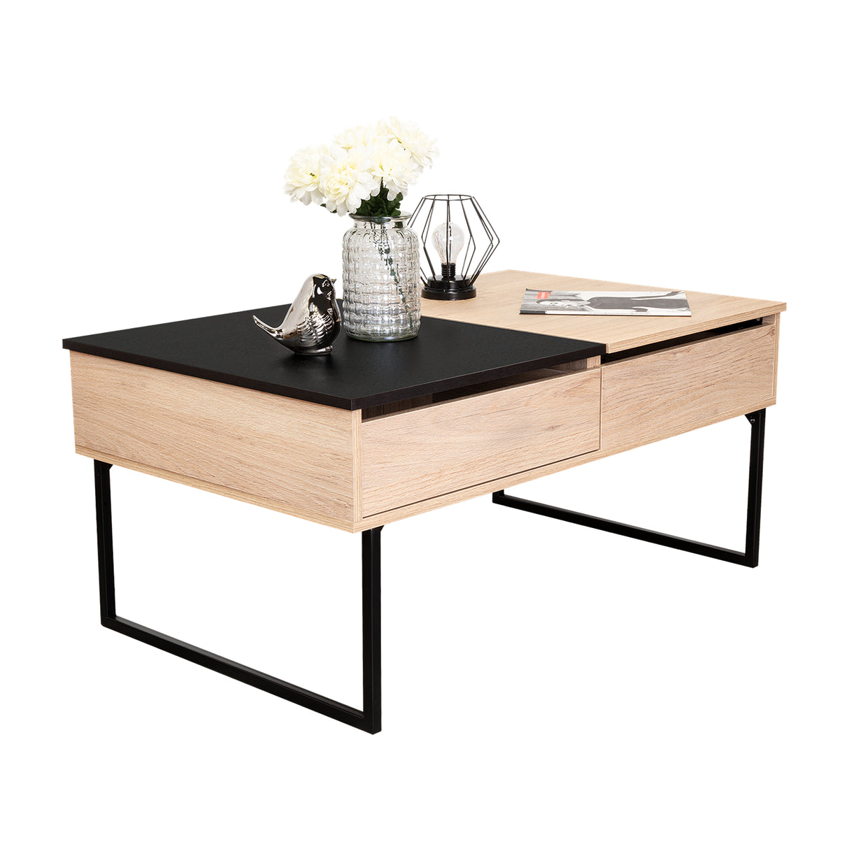 Mesa de Centro Extensible Funcentral Rovere Wengue 101.5x45.7cm con Un Cajón - Mesas de Centro | Bylmo