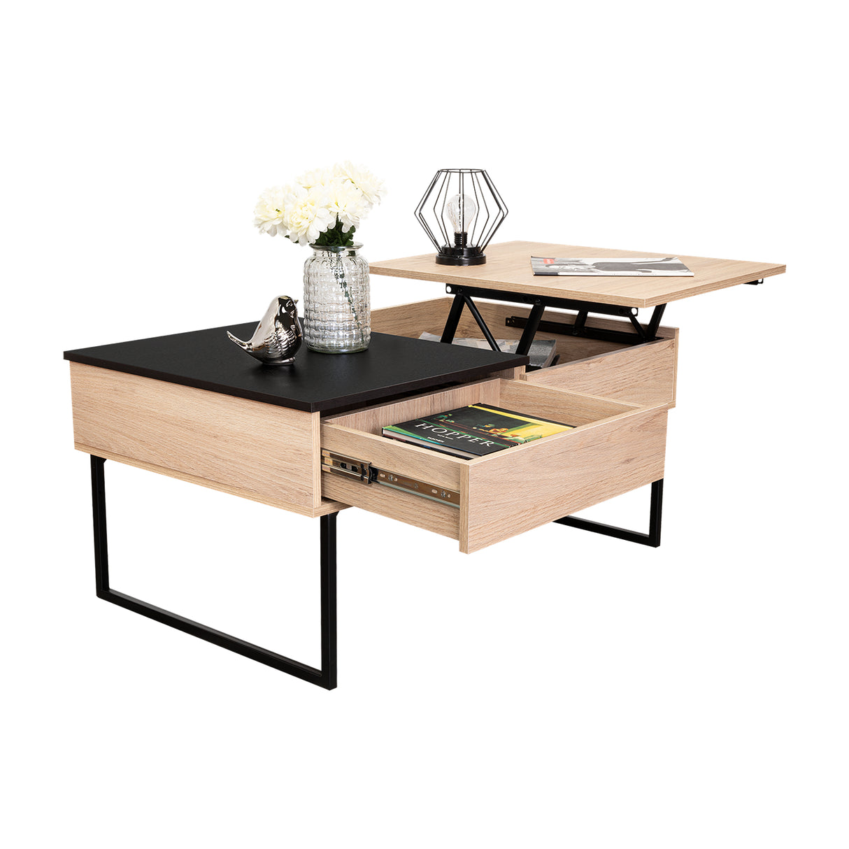 Mesa de Centro Extensible Funcentral Rovere Wengue 101.5x45.7cm con Un Cajón - Mesas de Centro | Bylmo