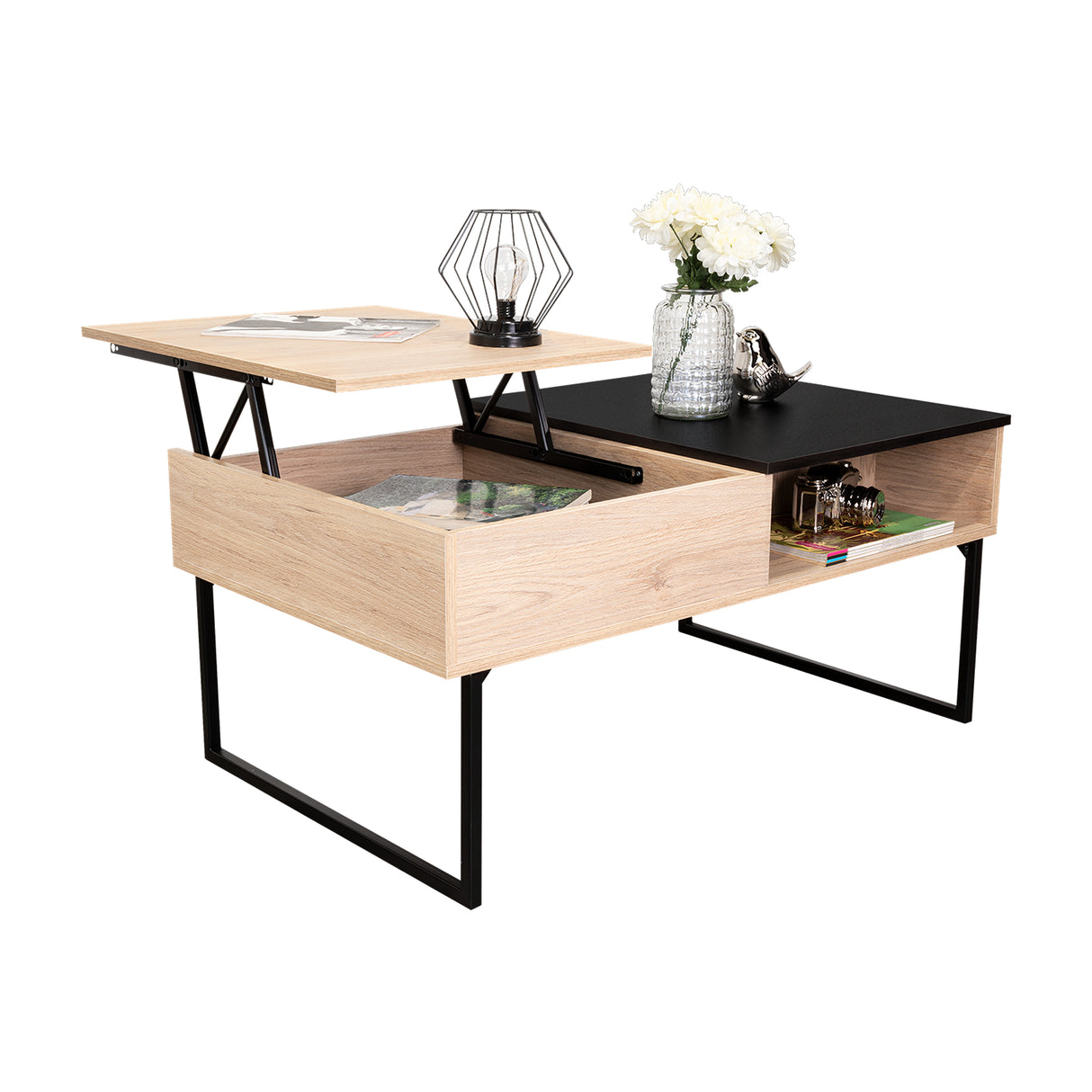 Mesa de Centro Extensible Funcentral Rovere Wengue 101.5x45.7cm con Un Cajón - Mesas de Centro | Bylmo