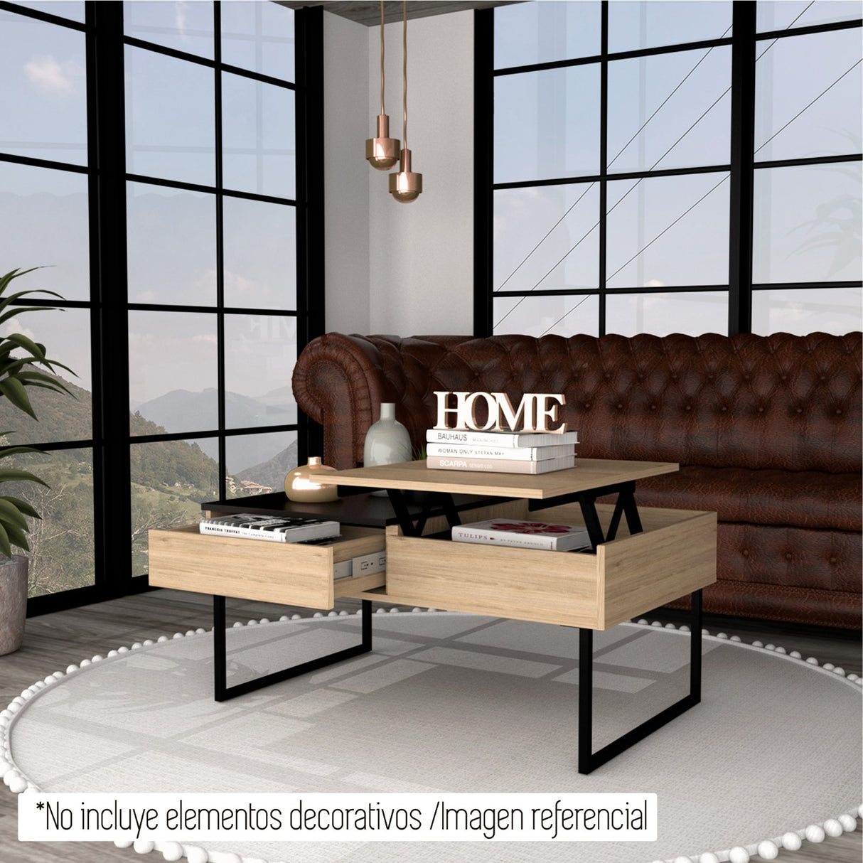 Mesa de Centro Extensible Funcentral Rovere Wengue 101.5x45.7cm con Un Cajón - Mesas de Centro | Bylmo