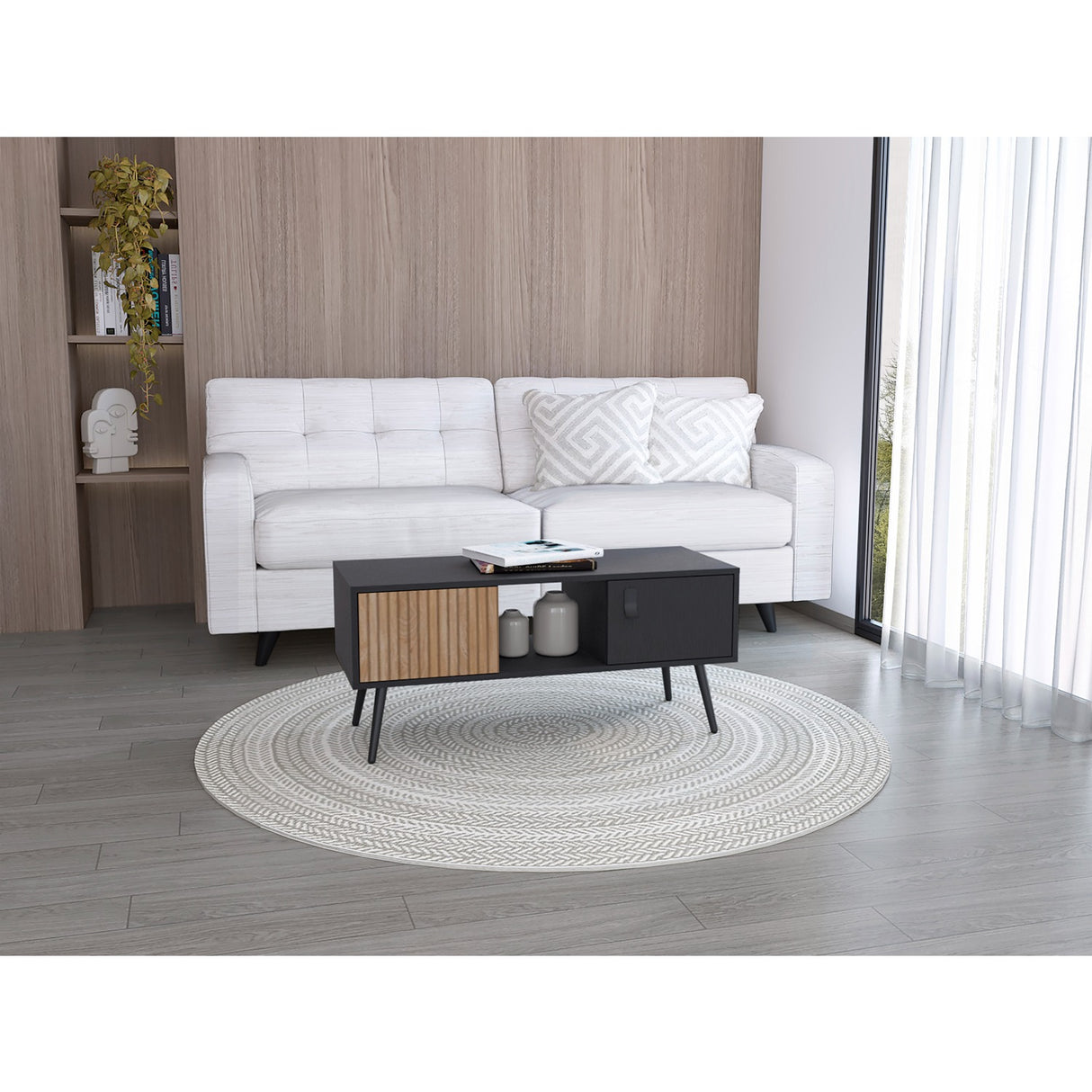 Mesa de Centro Funes Eco Wengue 120x45cm con Dos Cajones - Mesas de Centro | Bylmo