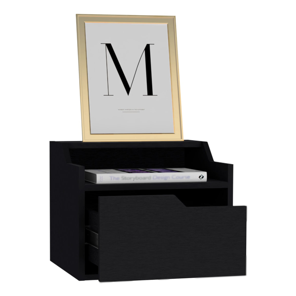 Mesa de Noche Busan 40x33cm Wengue Flotante con Un Cajón - Mesas de Noche | Bylmo