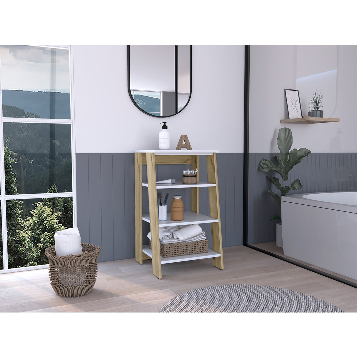 Mueble para Baño Bi Color 44x75.6cm Blanco con Patas y Entrepaños - Muebles para Baño | Bylmo