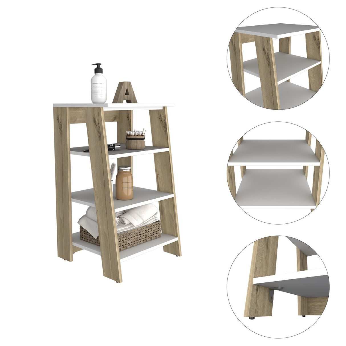 Mueble para Baño Bi Color 44x75.6cm Blanco con Patas y Entrepaños - Muebles para Baño | Bylmo