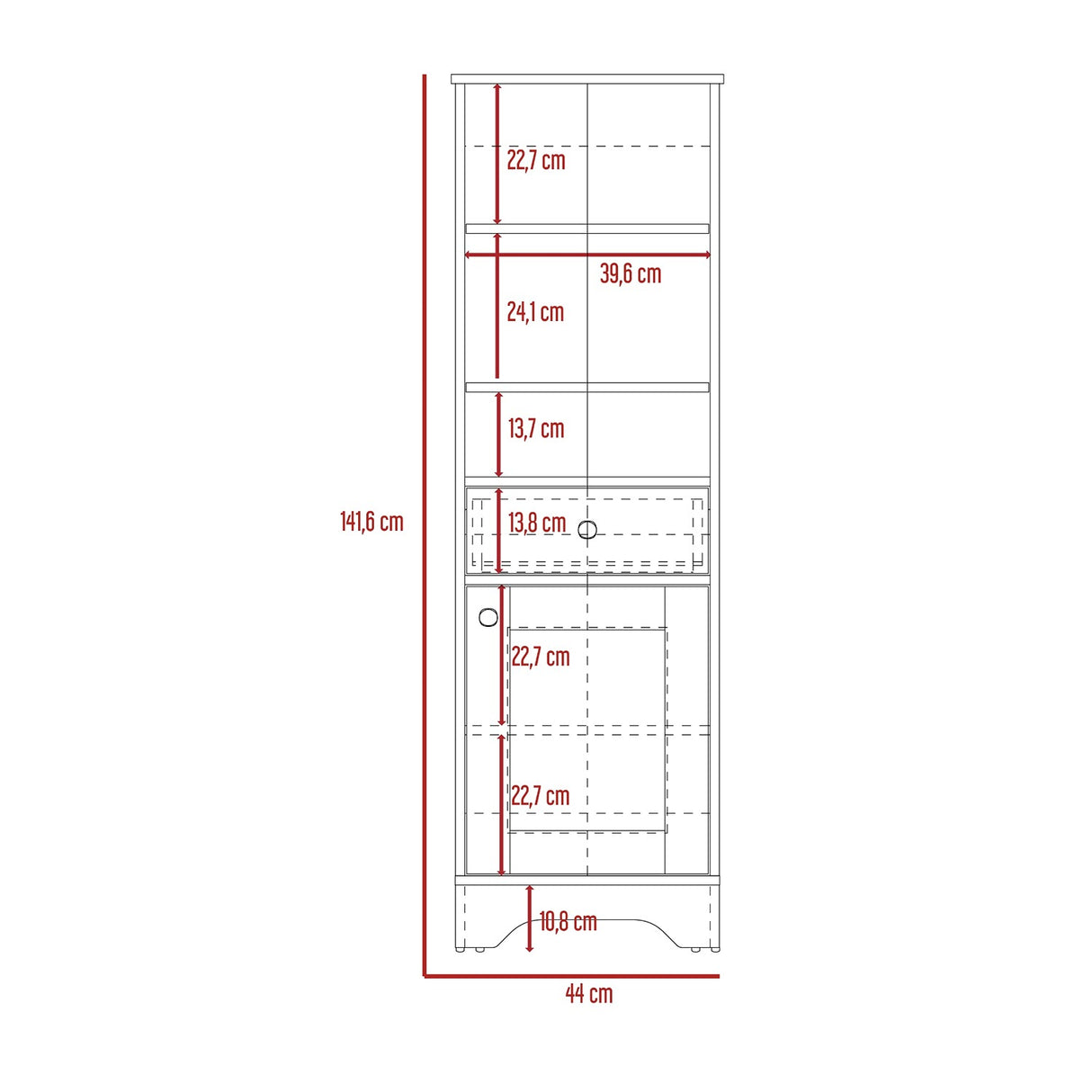 Mueble para Baño Bi Color Duna 44x141.6cm con 1 Cajón y 5 Entrepaños - Muebles para Baño | Bylmo