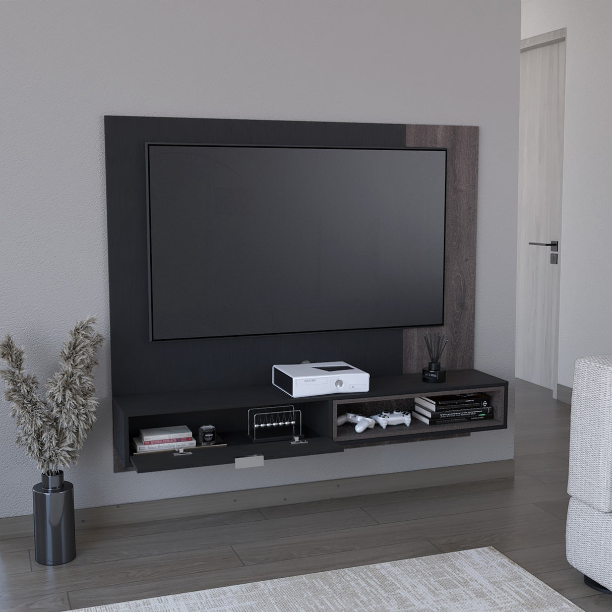 Panel de TV Funes 150x130cm Flotante para TV de 60 Pulgadas - Muebles de TV | Bylmo