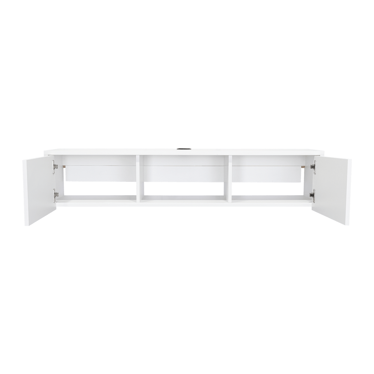 Repisa para TV Glen 125.1x26.8cm Blanco Flotante con Dos Cajones - Muebles de TV | Bylmo