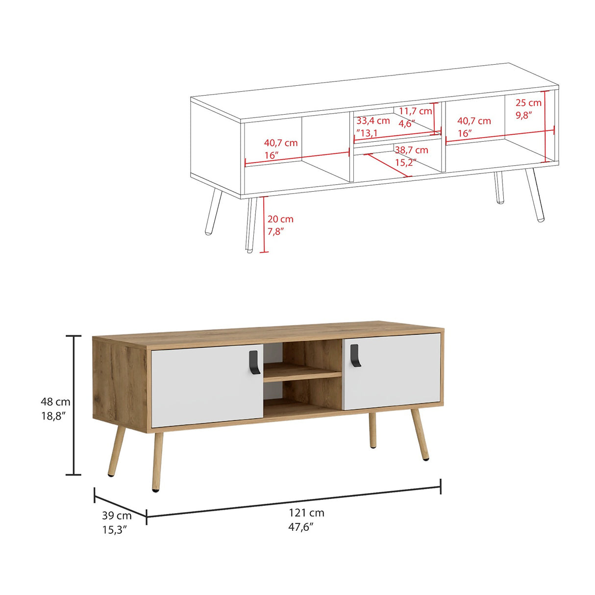 Rack de TV Huna 121x48cm para TV de 50 Pulgadas - Muebles de TV | Bylmo