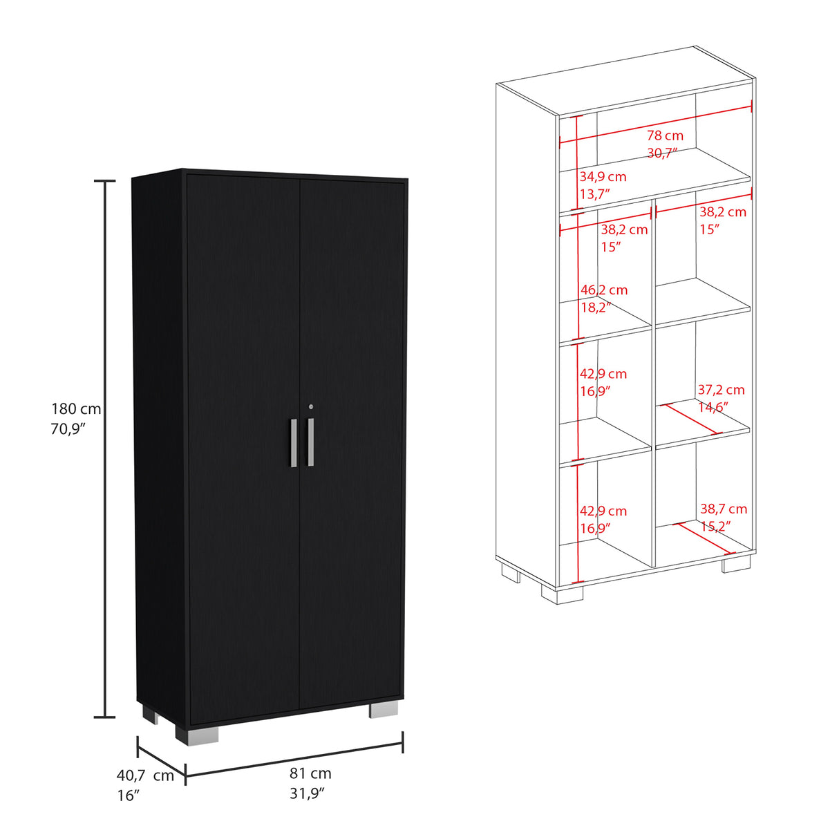 Alacena Double Wengue 81x180cm 2 Puertas - Alacenas y Muebles Microondas | Bylmo