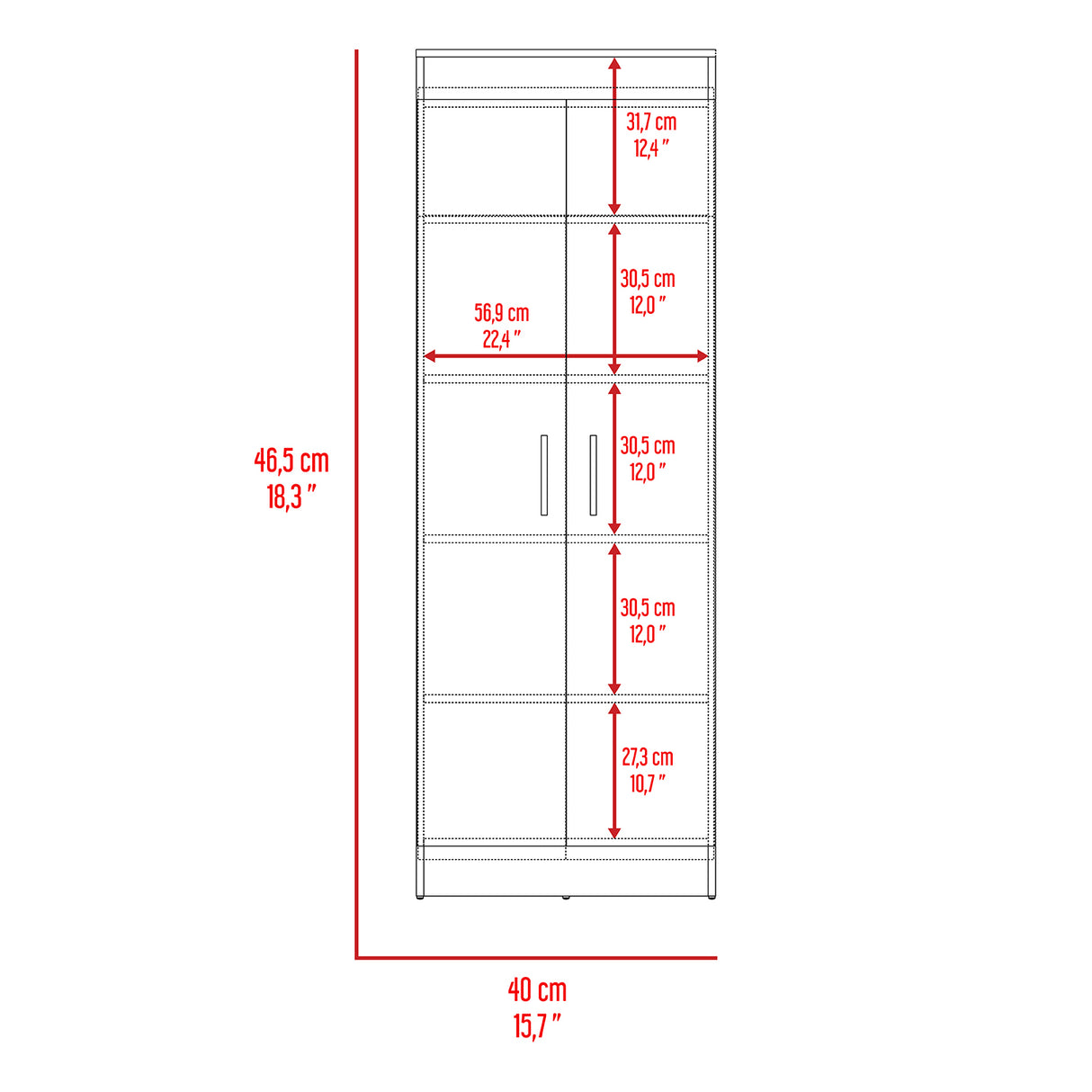 Alacena Nepal Wengue 61x182.5cm 2 Puertas - Alacenas y Muebles Microondas | Bylmo