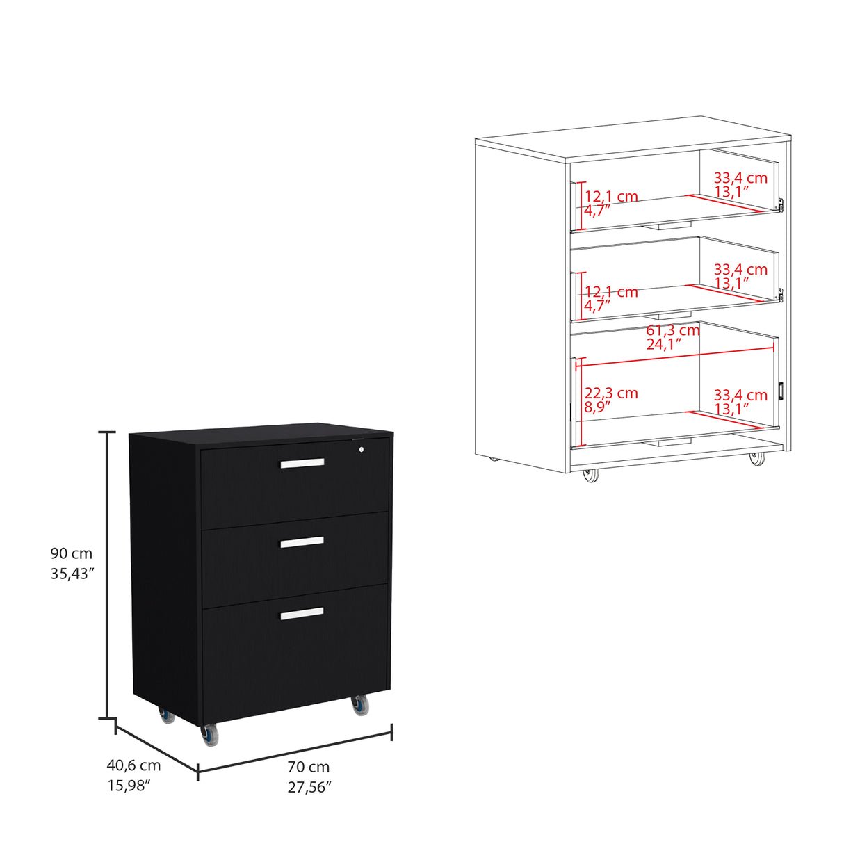 Archivador SlowGav Wengue 70x90cm con Cerradura y Rodachines - Archivadores | Bylmo