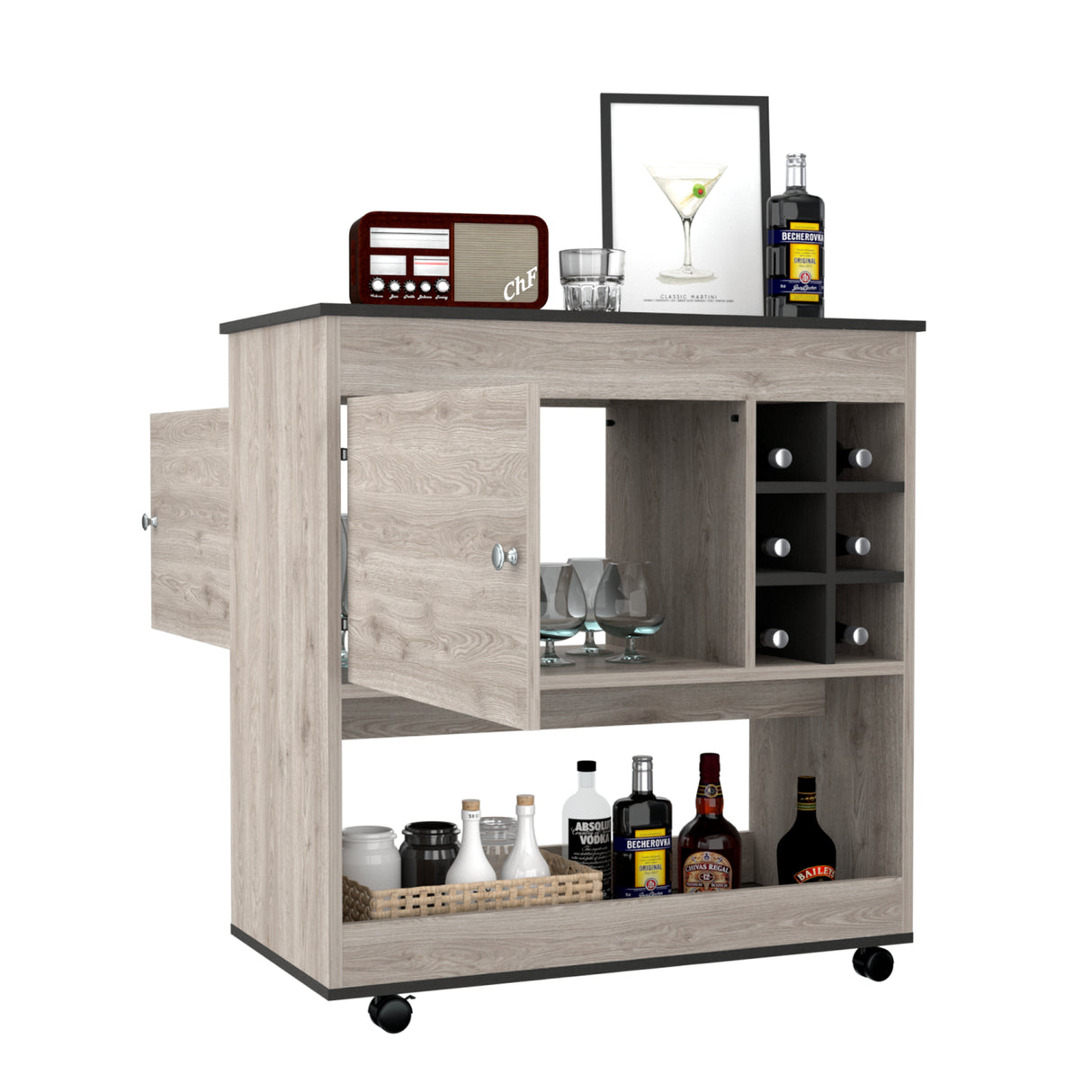 Bar Bajo Bi Color 90x95cm Ceniza con Portabotellas - Bares | Bylmo