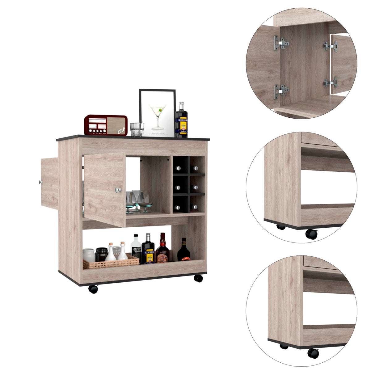 Bar Bajo Bi Color 90x95cm Ceniza con Portabotellas - Bares | Bylmo