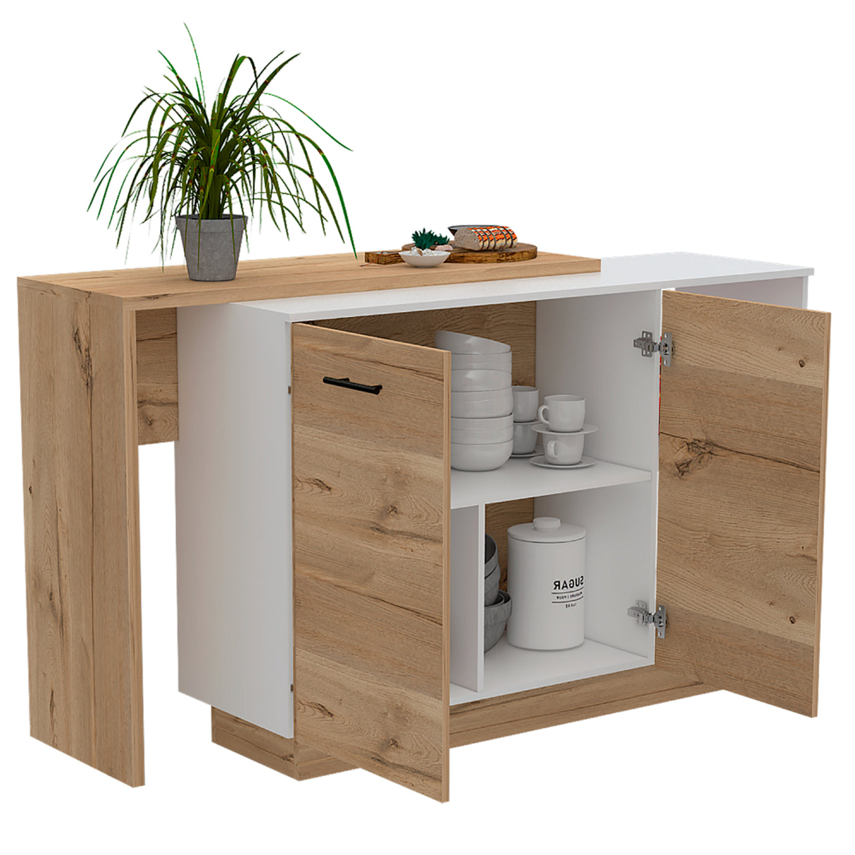 Isla de Cocina Sicilia 150x90cm Duna con Entrepaños - Barras y Muebles Auxiliares | Bylmo