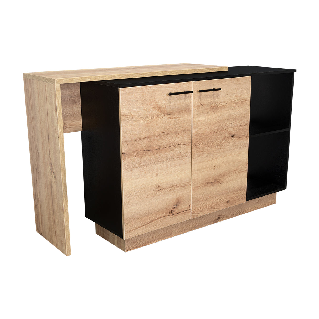 Isla de Cocina Sicilia 150x90cm Wengue con Entrepaños - Barras y Muebles Auxiliares | Bylmo