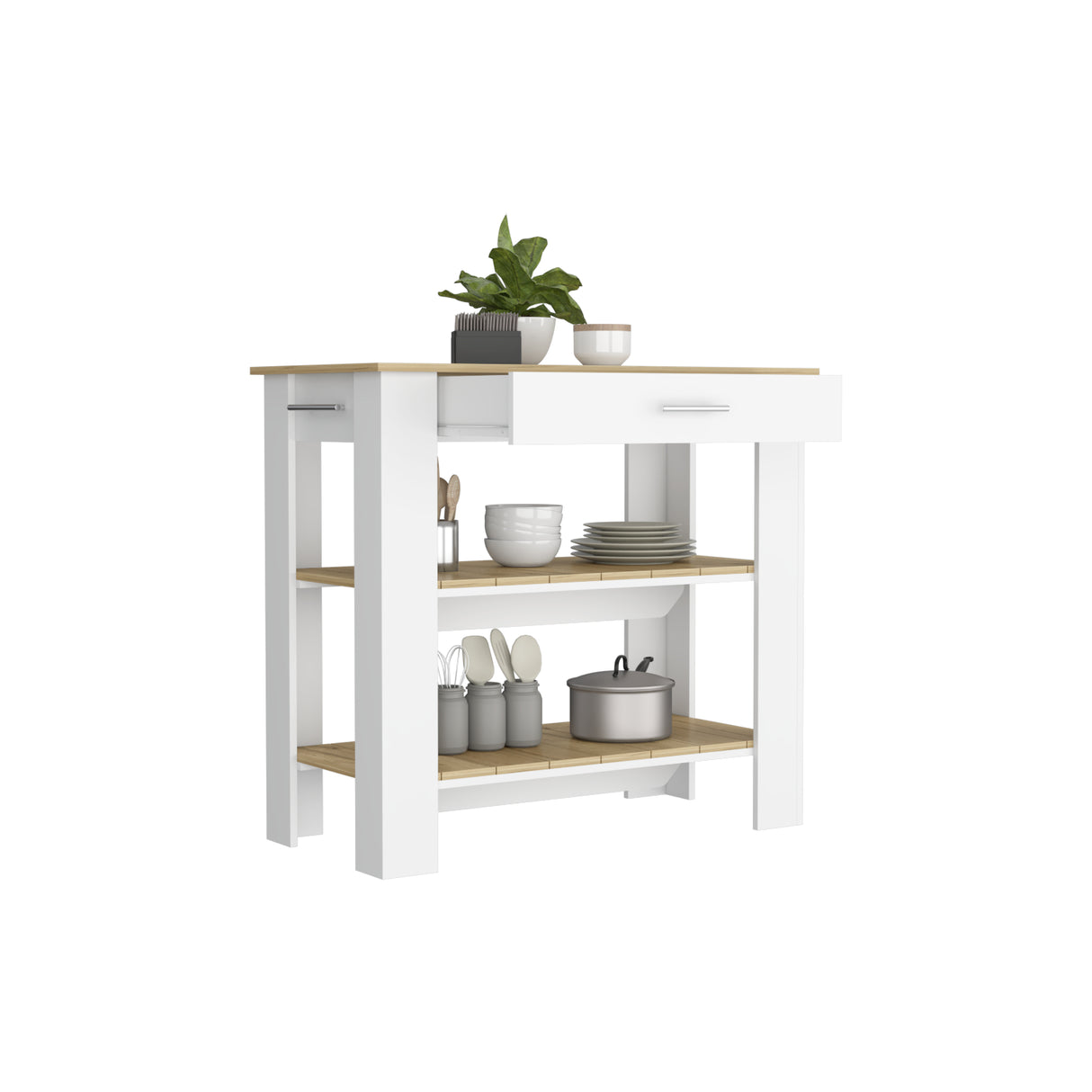 Isla de Cocina Cala Macadamia 101.7x93.4cm con Entrepaños - BARRAS Y MUEBLES AUXILIARES | Bylmo