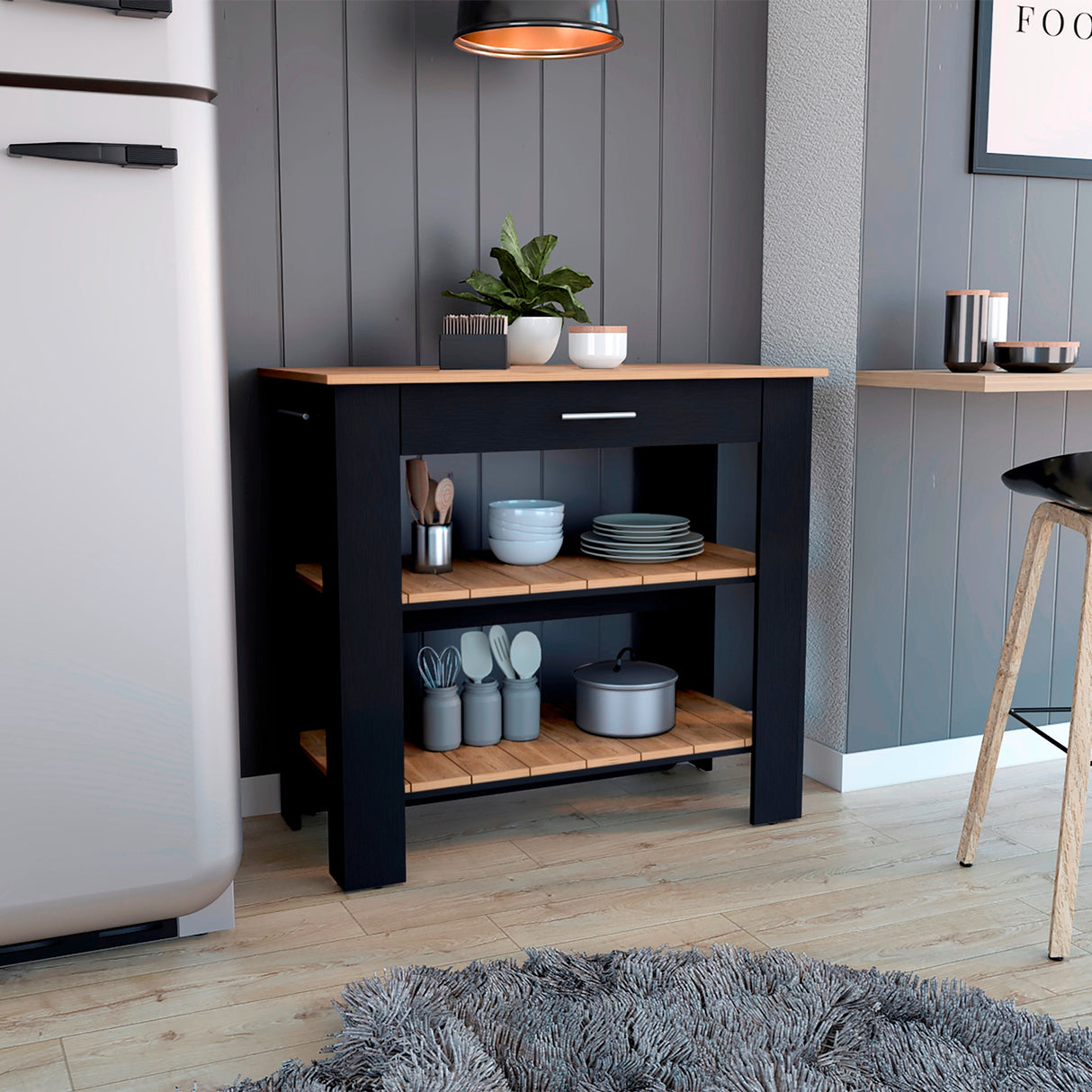 Isla de Cocina Cala 101.7x93.4cm Wengue con Entrepaño - Barras y Muebles Auxiliares | Bylmo