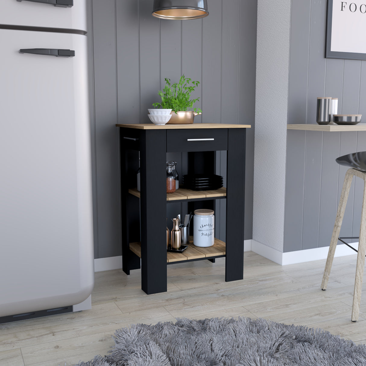 Isla de Cocina Cala 65x93.4 Wengue con Un Cajón - Barras y Muebles Auxiliares | Bylmo