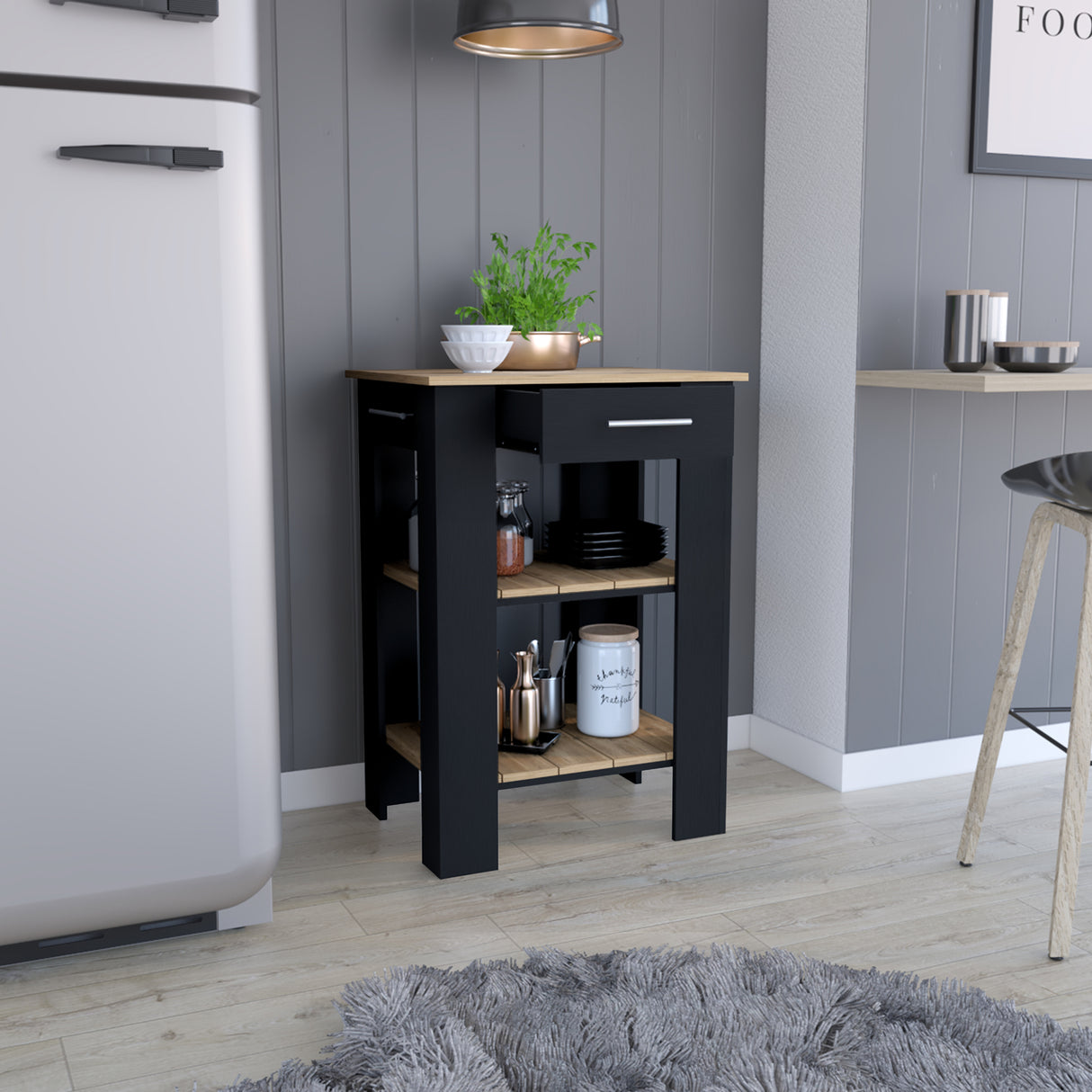 Isla de Cocina Cala 65x93.4 Wengue con Un Cajón - Barras y Muebles Auxiliares | Bylmo