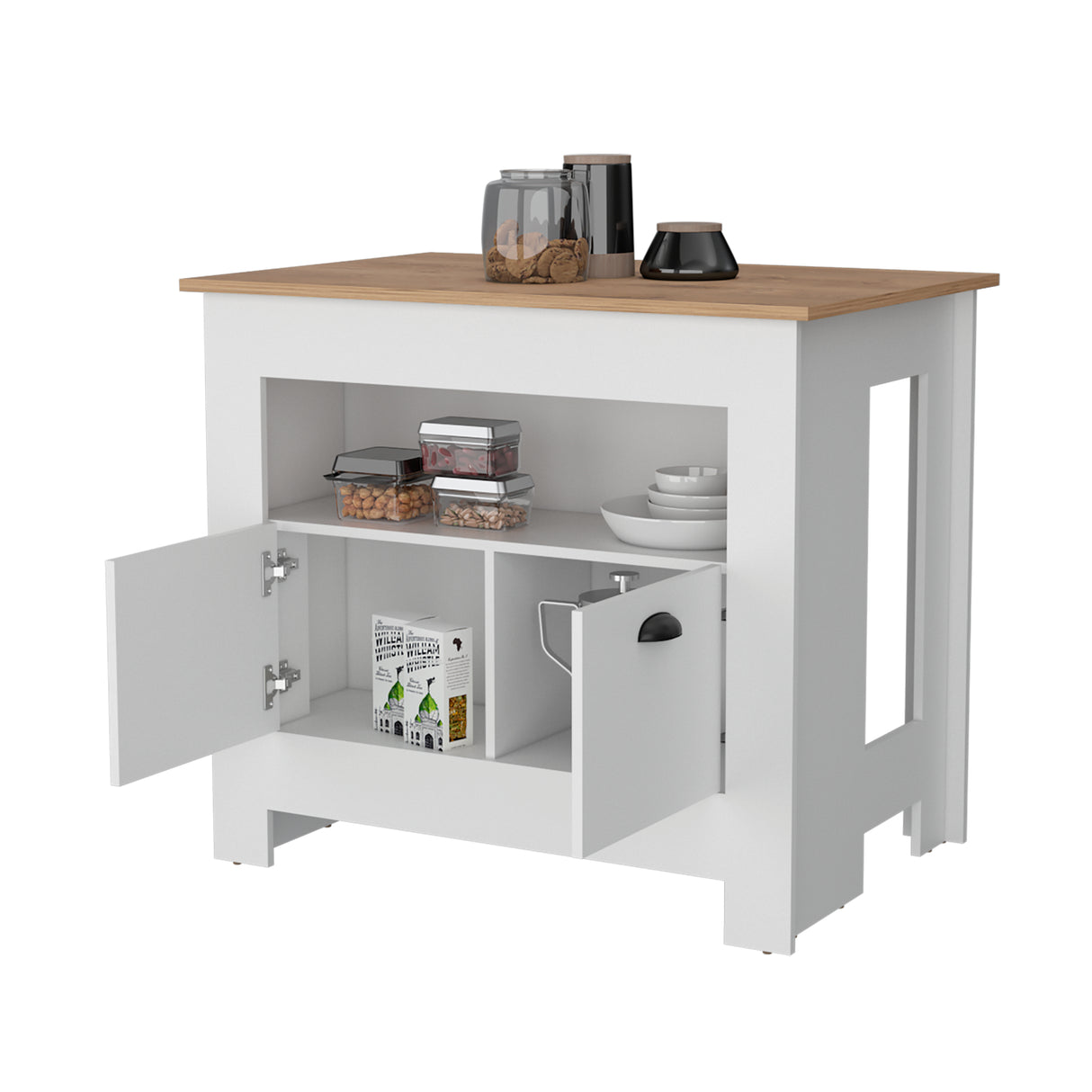 Isla de Cocina Arlet Blanco 103x89.9cm con Amplio Almacenamiento - Barras y Muebles Auxiliares | Bylmo