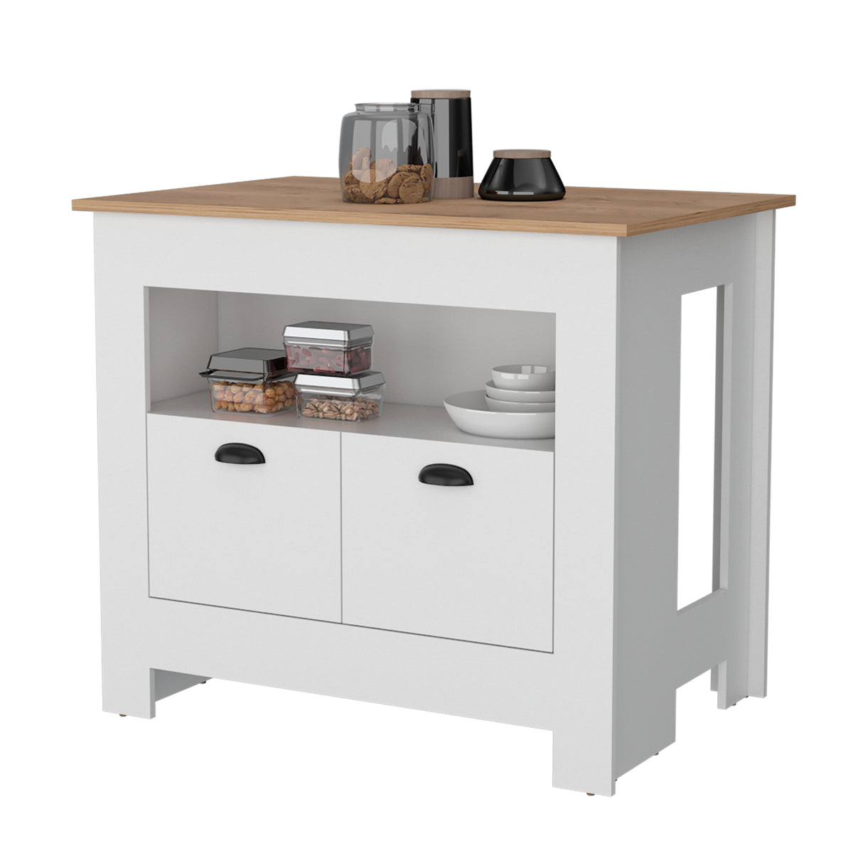 Isla de Cocina Arlet Blanco 103x89.9cm con Amplio Almacenamiento - Barras y Muebles Auxiliares | Bylmo